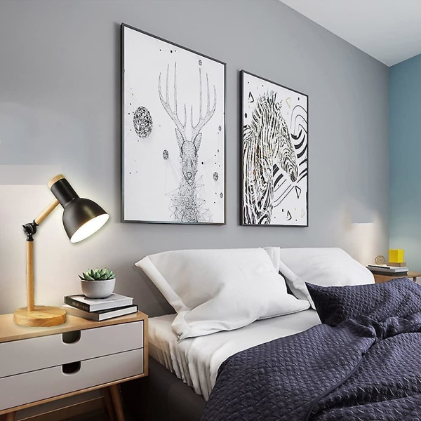 Dekorationsbordslampa LED-skrivbordslampa E27 Vardagsrum Trälampa Modern svart