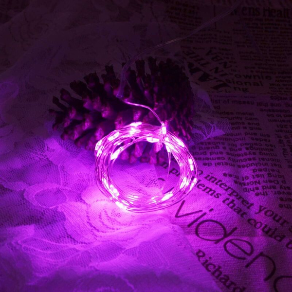 1 st Fairy String Lights, 5M 50 LED, Stämningsljus för festbröllopsdekorationer (Lila)