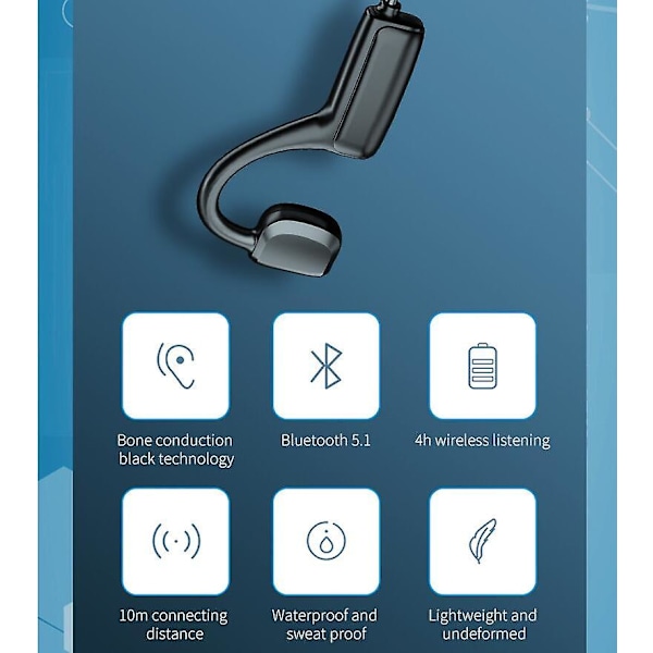 Knogleledningshovedtelefoner Bluetooth-trådløst Open-Ear-headset