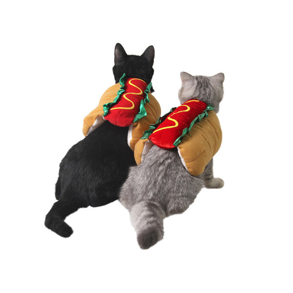 Roliga Pet Dog Katt Kläder Dress Up Cosplay Hot Dog XXS