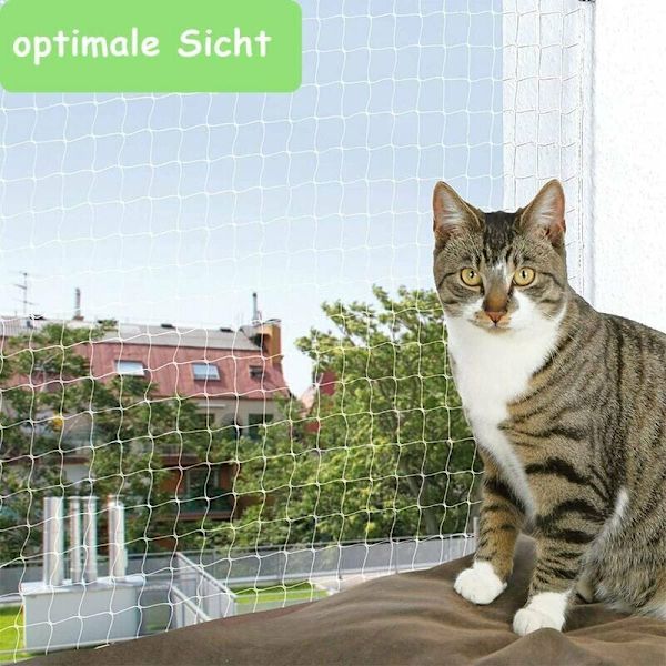 Kattnät utan borrning Transparenta kattnät. Krokar, pinnar, komplett rep och monteringsanvisningar ingår (8 x 3 m)