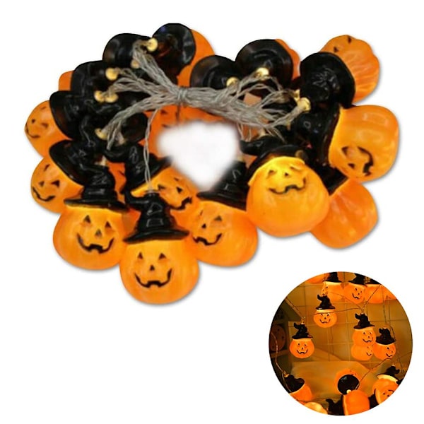 Halloween-dekor pumpa ljusslinga, solcellslinga, 6 m 30 LED utomhus dekorationsljus för uteplats, trädgård, grind, gård, Halloween-juldekoration