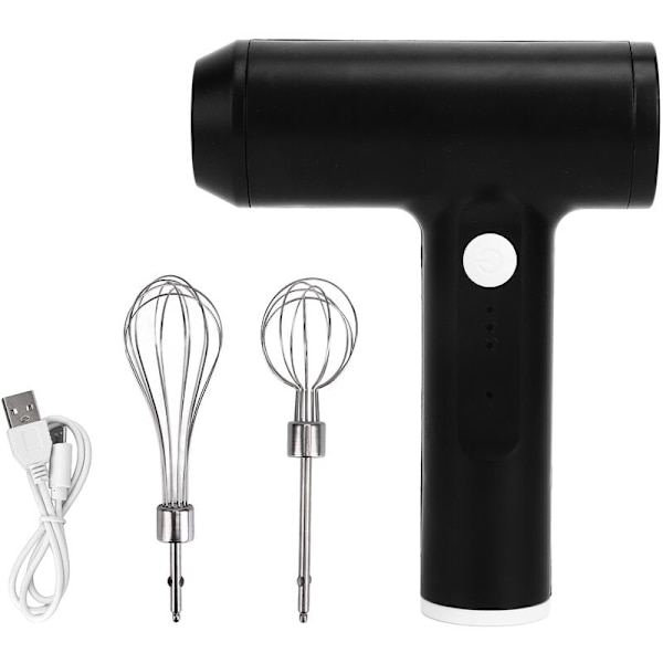 Elektrisk handmixer, 2000mAh litiumbatteri, 4 lägen, böjda kanter, trådlös USB-laddning, 304 handmixer i rostfritt stål, grå
