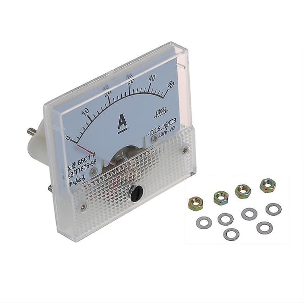 85C1 DC 0-50A Rektangulært Analogt Panel Amperemeter (Hvit)