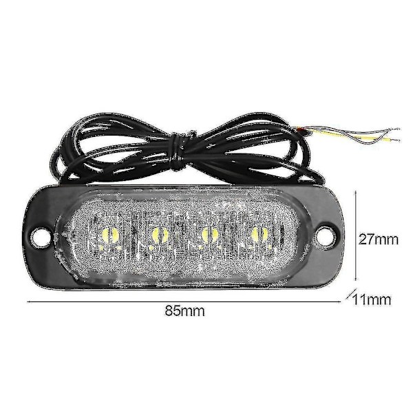4 Led 12-24v Auton Ajoneuvon Kuorma-auton Strobe-vilkku Sivuvaroitus Varoituslamppu