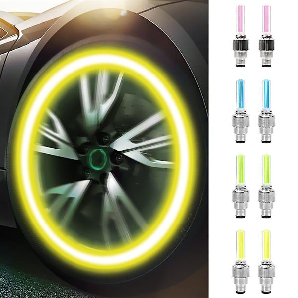 4 stk. Bilhjul LED-lys Motorcykel Cykellys Dækventilhætte Dekorativ Lygte Dækventilhætte Flash Eger Neonlampe