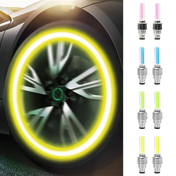 4kpl auton pyörän led-valo moottoripyörän pyörän valon renkaan cap koristeellinen lyhtyrengas venttiilin cap Flash-puola neonlamppu