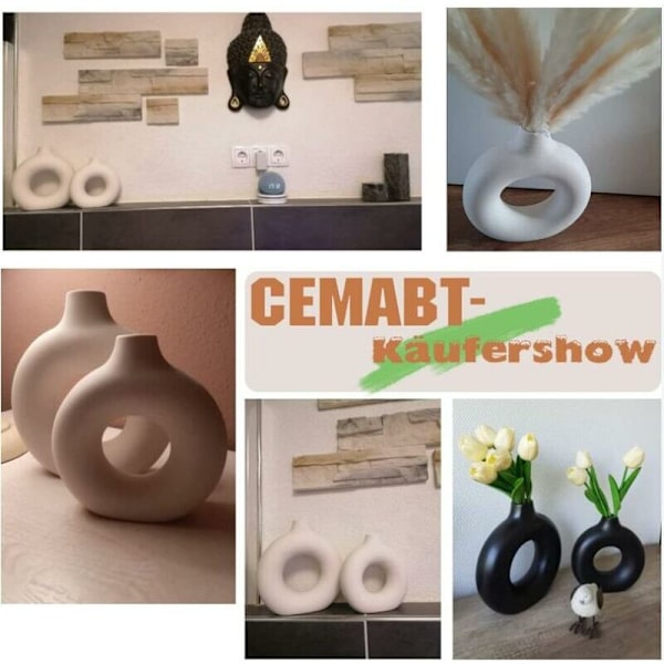 Enkel vas, keramisk vas heminredning enkel dekoration vit enfärgad keramisk blomkruka dekoration vas (svart)-21 5.5 22.5 cm
