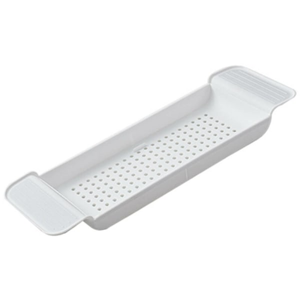 Badkarshylla, stabil placering, expanderbart plastmaterial, dräneringsdesign, badkarshylla, badkarbord för badrum (vit??)