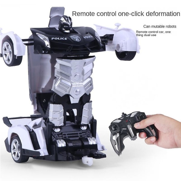 2 i 1 barn elektrisk RC bil transformerande robot leksak present för barn Blå