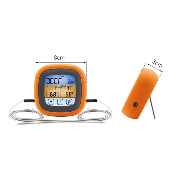 Digital kötttermometer Grill matlagning mattermometer med 2 sonder för ugn grill grill sjuda
