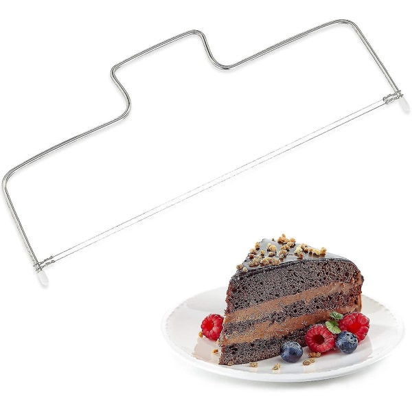 Tårtskärare med 2 trådar i rostfritt stål - Skärhjälp för tårtbotten Lätt att stänga ren - gör bakningen till ett nöje och lager kakor enkelt