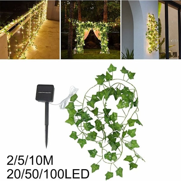 longziming Konstgjord murgröna blad solcellslingor hängande vingirlang LED-slingor lönnlövsgarland för fest bröllop trädgård
