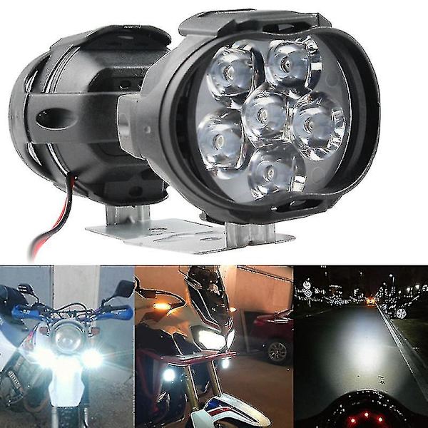 2 st externa LED-strålkastare för motorcykel, bil, extra strålkastare, dimljus, universal