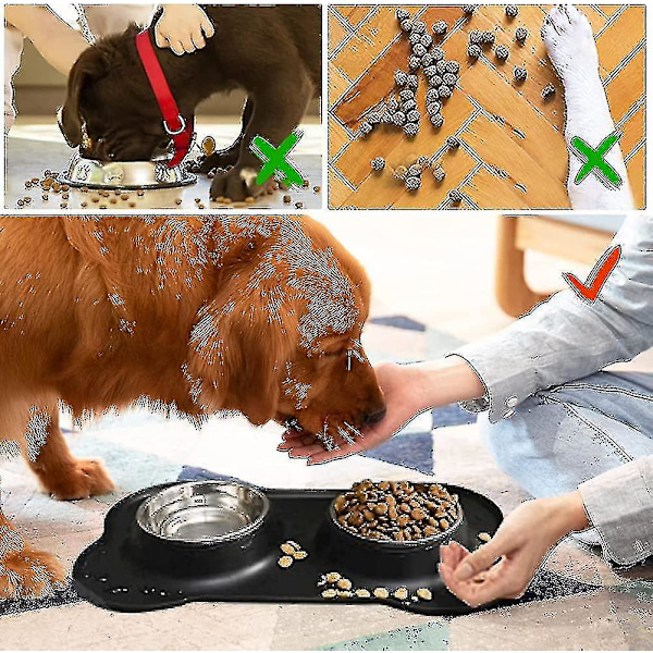 Hundeskål i rustfrit stål. 2 vandskåle til hunde uden spild. Vandautomat