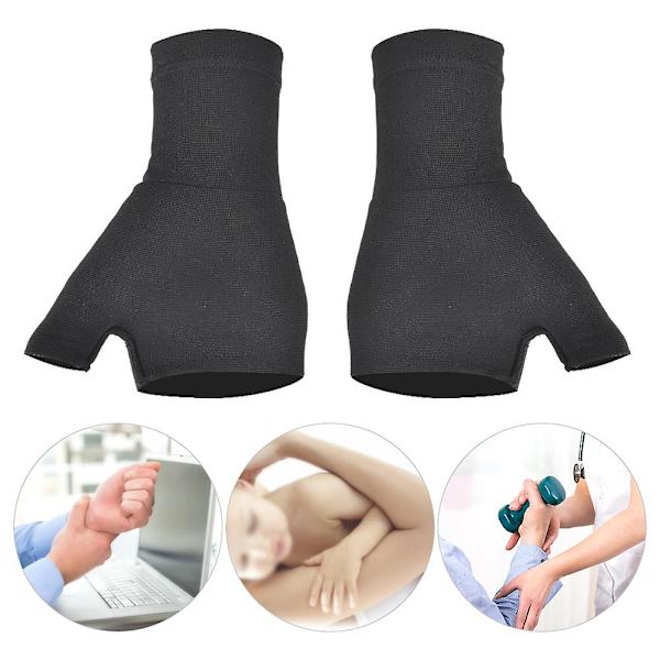 Sports Tommel Wrap Handsker - Blød og Åndbar Halv Finger Håndbeskytter til Forstuvninger og Skader - Polyurethan Materiale, Sort (1 Par)