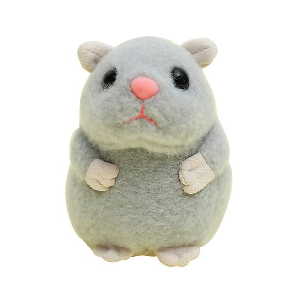 Sød lille hamster plyslegetøj 4\" nøglering, nøglevedhæng, gaver, grå