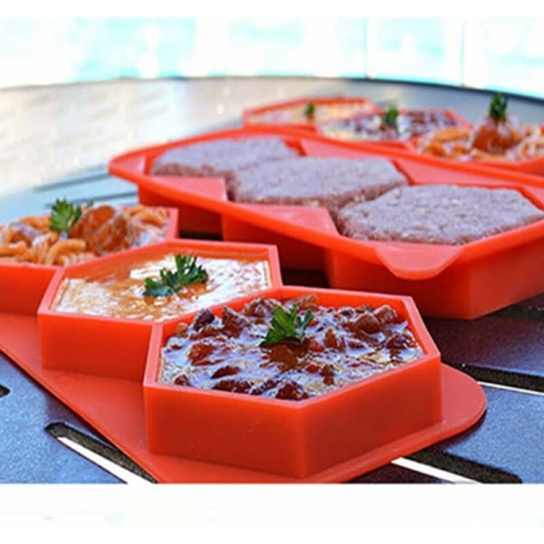 3-i-1 Hamburgare Press, Innovativ Non-Stick Frys Hamburger Press, Biff (Röd)