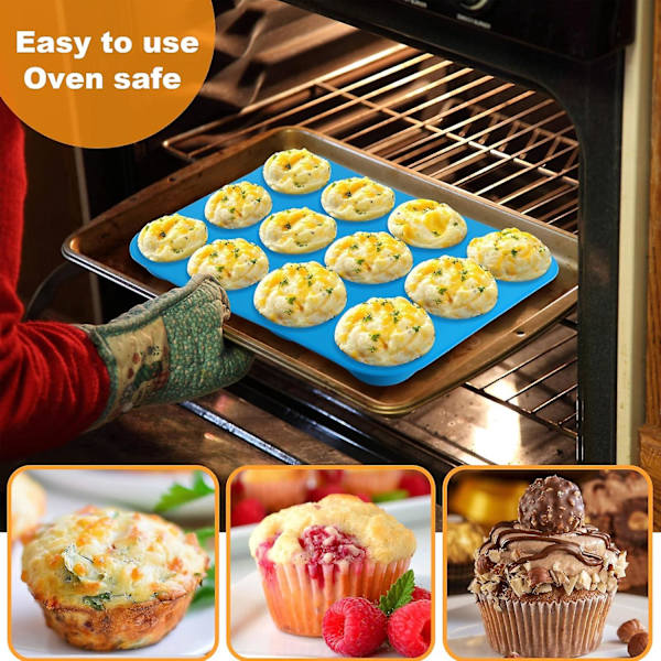 3 stk. silikone muffinforme til bagning, non-stick silikone cupcakeforme til