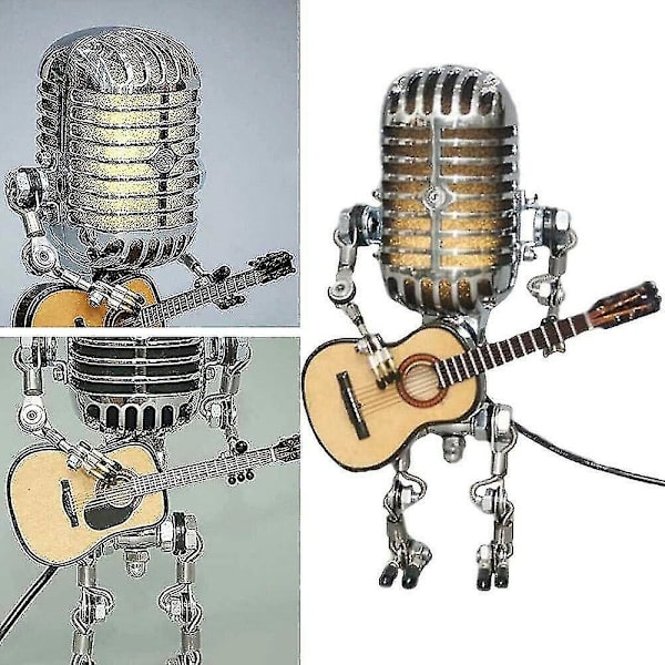 Usb Retro-stil Mikrofon Robotlampe, der holder guitar med lys Vintage Hjemmeindretning