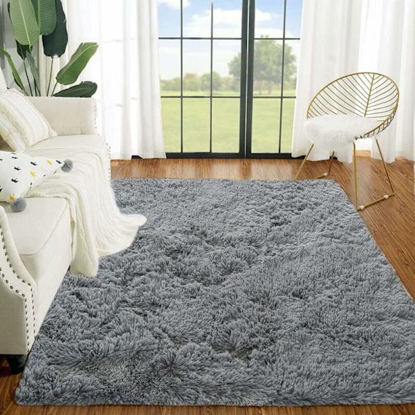 Supermjuk modern Shag-matta 80x120cm Sovrum Vardagsrum Vardagsrum halkfri matta filt för barn lek hem inredning (grå)