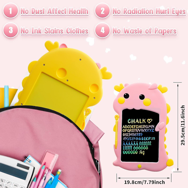 Lasten LCD-kirjoitustaulu Dinosaurus Piirtotaulu Scribble Doodle Pad Lapsille Lelut Lahjat（Pink）