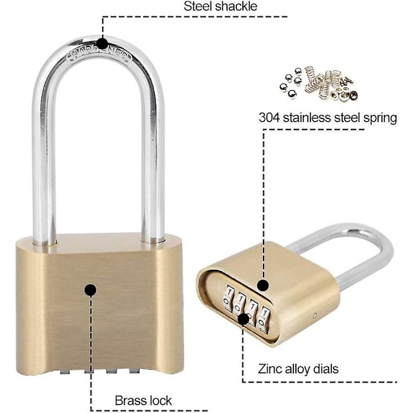 Messing 4-sifret tallkombinasjonslås, koffertbagasjekodepassordlås for Scho