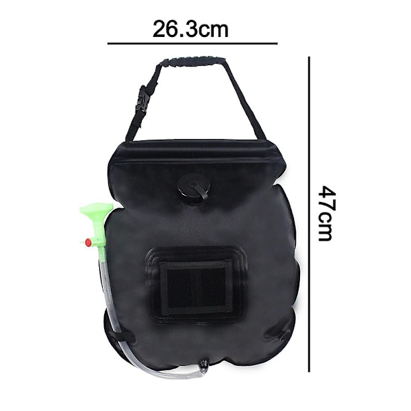 Utendørs solcelledusjpose, badepose, campingdusjpose, vannbag for lagring av vann, bærbar dusjpose, 20 l badepose for strand, svømming, reiser, fotturer