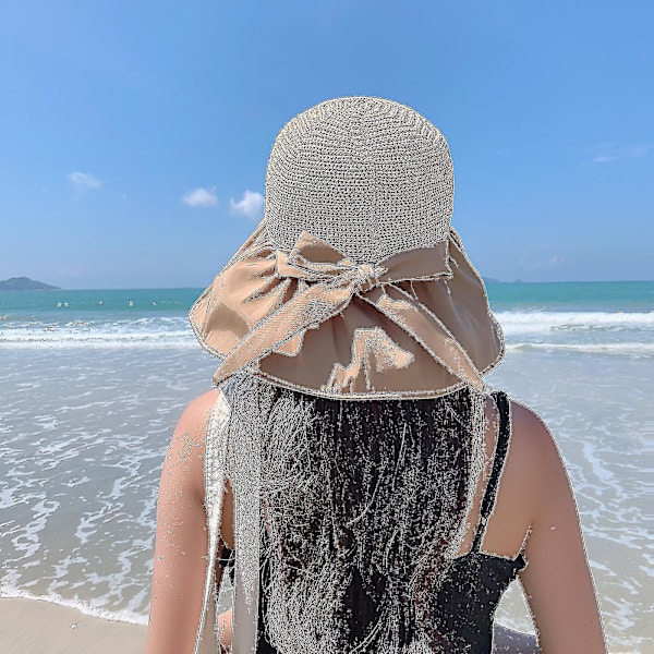 Fiskarehatt Dam Fashion Solid Color Weave Hollow Out Med Vindtät Sladd Kepssolhatt