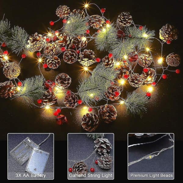 Julgransbelysning, ljusslinga med LED-lampor, tallbarrslinga