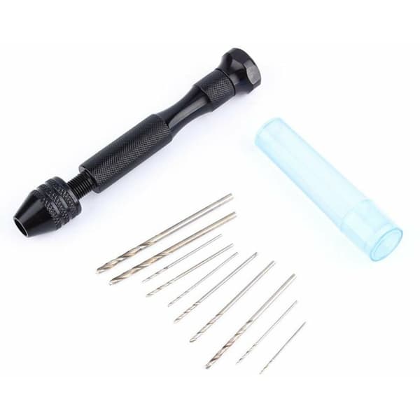 Precision Pin Drill DIY Justerbar Twist Drill Bit Set Perfekt för Hobby/Arbete (1 x Hand Drill + 10 Twist Drill Bits)
