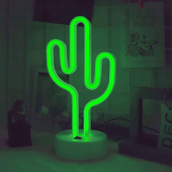 LED Neon Skylt Natt Kaktus Form Rumsskylt Dekoration USB-driven med Bas