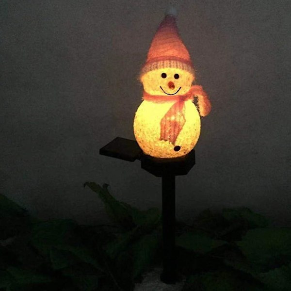2 LED Solar Snømann Lys Hagedekorasjon Julebelysning Hagebelysning Solcellelampe for