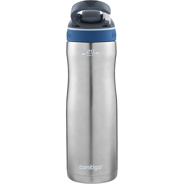 Vandflaske med flip top sugerør, rustfrit stål isoleret drikkevandsflaske, vakuumkolbe, lækagesikker fitnessflaske, 590 ml
