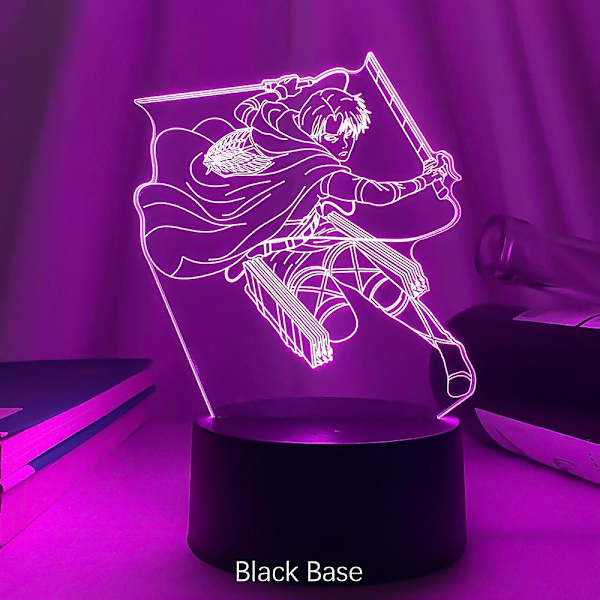 Akryl 3D-lampa Levi Ackerman Attack On Titan för heminredning Ljus Barnpresent Levi Ackerman LED-nattlampa AnimeBlack