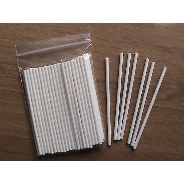 76 mm (3 tommer) lange hvide papir slikkepinde Cake Pops Craft eller Cookie Sticks, 100 stk.