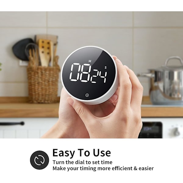 Digital køkkentimer - Magnetisk nedtællingstimer med stort LED-display