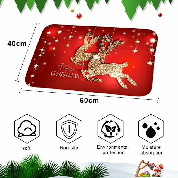 Julgolvmatta halkfri inomhusmatta jul dörrmatta julmönster heminredning jul dörrmatta badrumsmatta sovrumsmatta 1 st