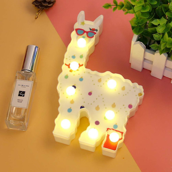 Alpaca-legetøj LED-natbelysning Børnevægdekoration til hylde Stue, soveværelse, hjemmegav Llama-lampe (batteridrevet)
