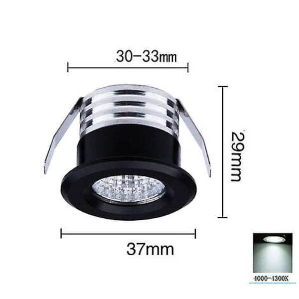 4 Mini LED-valonheitintä, 3 W, neutraali musta kiinnitys