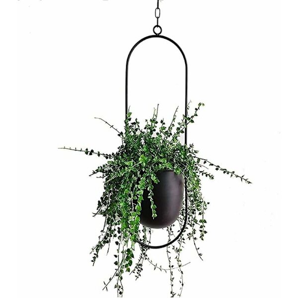 Metallhängande planter Hängande växter Hängande växtstativ Blomkrukor Inomhus Utomhus Balkong Tak Trädgård Dekor Hängande kedja Svart