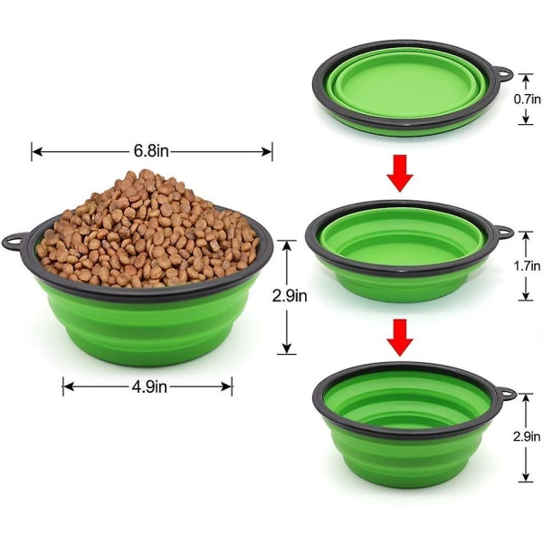 Slson 2 delar bärbar hundskål Hopfällbar hundskål, rese- och hundskålar (350 ml, blå och röd)
