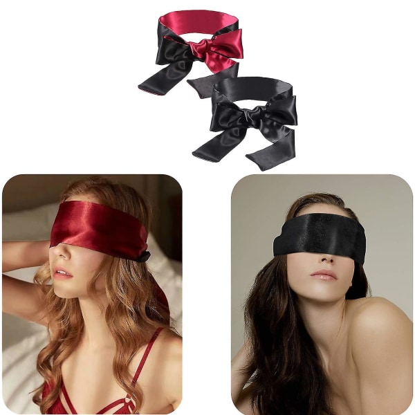 2 st Satin Eye Mask Sleep Blindfold, 150cm/59inch Justerbar Satin Ögonskydd Lämplig för vuxna parälskare