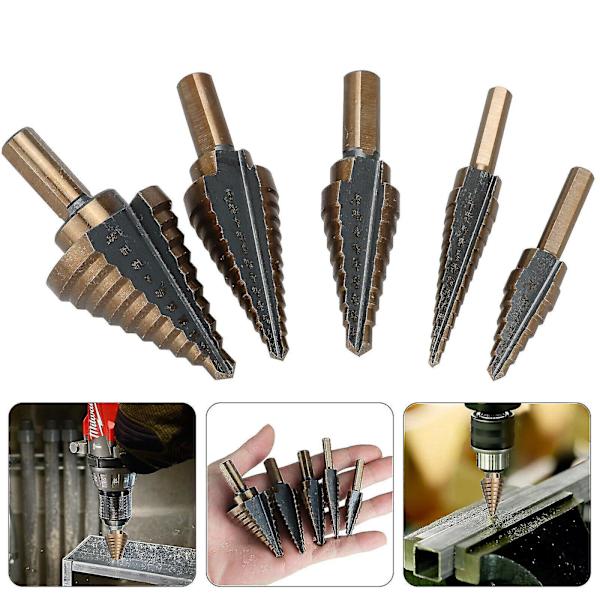 5 st HSS kobolt hål stor metall stegborr set titanfräs kott 50 storlek