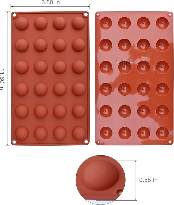 Mini 24-Cavity Semi Sphere Silikoneform, 3 Pakker Bageform til Fremstilling