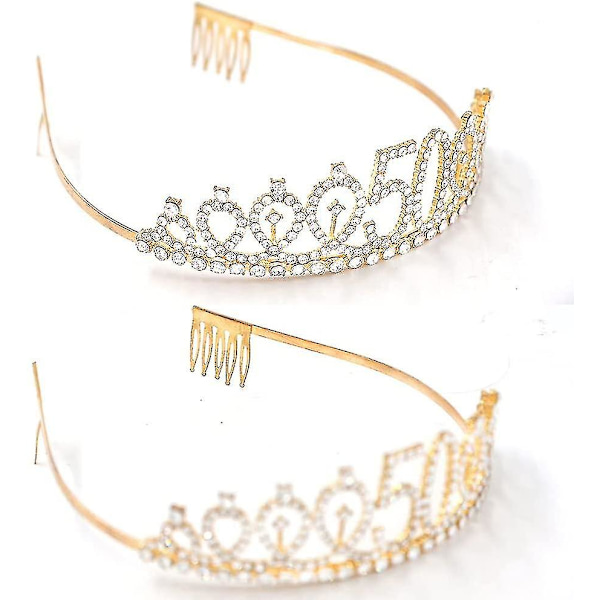 \"80 Og Fantastisk\" Sash Rhinestone Tiara Sæt - 80-års Fødselsdag Sash 80 Fødselsdag Gaver Festartikler, Guld