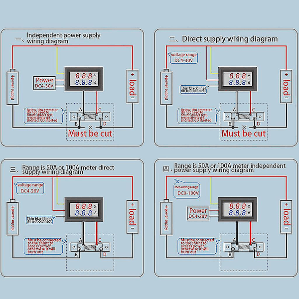 För DC 0-100v 50a LED Digital Dubbel Display Spänning Ström Testare Med Ström S（Röd och Blå）