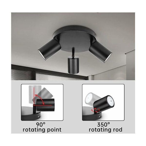 DIY-belysning LED-takpanel taklampa projektorlampor belysning hall sovrum vardagsrum taklampa är svart 3 vitt ljus