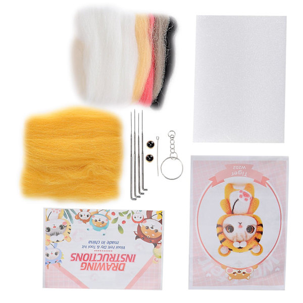 202# Tiger nålefilting ull DIY håndverk materiale for håndlaget plysj dukke making