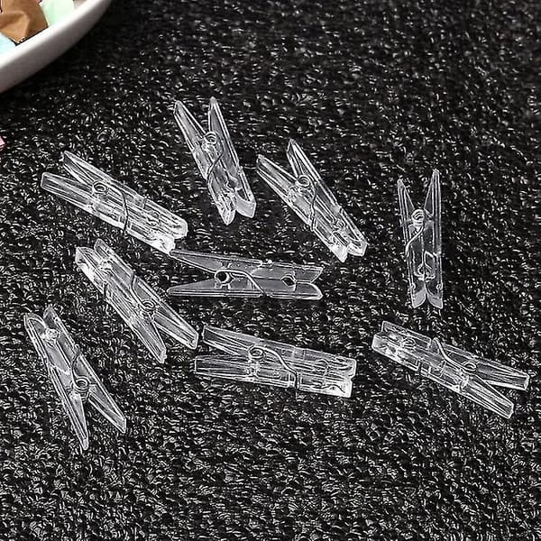 100 stk. Mini gennemsigtige plastikhængeklips